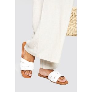 Sandales Mule Basique Tissées À Largeur Ample - Blanc - 36, Blanc