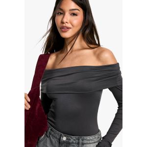 Body À Épaules Dénudées À Finition Pêche - Gris Anthracite - 40, Gris Anthracite