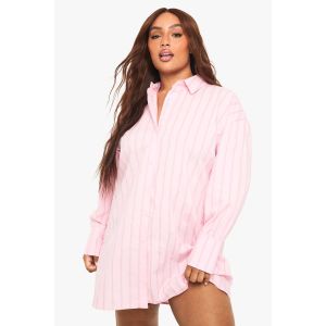 Robe-Chemise Surdimensionnée À Rayures "Plus" - Rose - 50, Rose