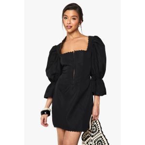 Robe Corset À Crochet & Œillet - Noir - 40, Noir