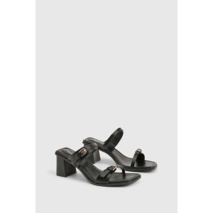 Mules À Talon Empilé À Double Bride Pour Pieds Larges - Noir - 36, Noir
