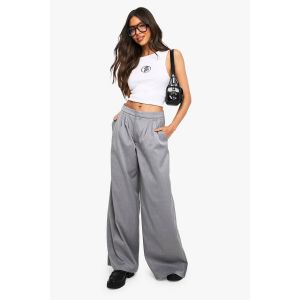 Pantalon Tailleur À Jambes Larges - Gris Perle - 42, Gris Perle