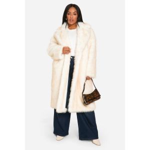 "Plus" Luxe Manteau Bicolore En Faux-Fourrure - Blanc Cassé - 56, Blanc Cassé
