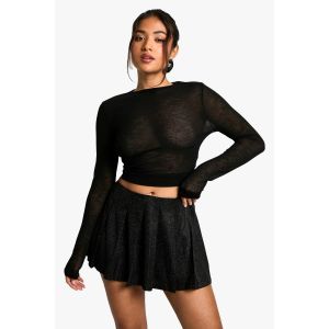 "Petite" Jupe Mini Micro Plissée Pailletée Pour "Petite"s - Noir - 40, Noir