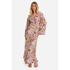 Jupe Maxi À Motif Paisley Avec Manches Évasées Et Crop - Multicolore - 38, Multicolore