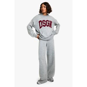 "Tall" Dsgn Sweat À Capuche Tricoté Contraste Et Pantalon Large Coordonné - Gris - S, Gris