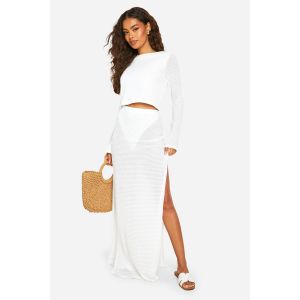 Jupe Maxi En Tricot - Blanc - 44, Blanc