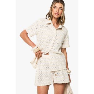 Chemise De Plage Tricotée Zig Zag - Beige - M, Beige