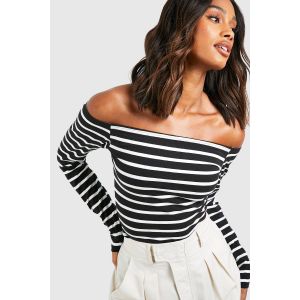 Premium Haut Bardot Rayé Ultra-Doux - Noir - 34, Noir