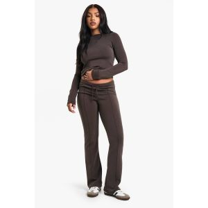Pantalon Évasé Premium En Cupro Pintuck À Cordon De Serrage - Marron Chocolat - 44, Marron Chocolat