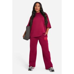 "Plus" Wardrobe Essentials Bubble Jogger À Jambes Droites - Rouge Bordeaux - 56, Rouge Bordeaux