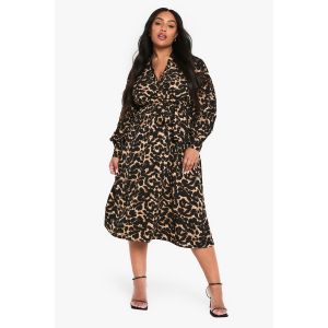 Robe Skater Ceinturée À Motif Léopard - Leopard - 56, Leopard
