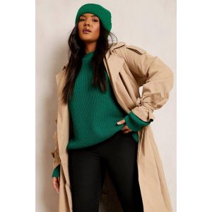 Pull Grande Taille À Manches Bouffantes Et Col Haut - Vert Fluo / Néon - 54, Vert Fluo / Néon