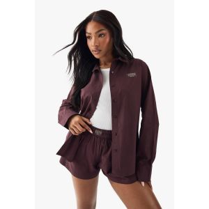 Dsgn Studio Chemise De Détente En Popeline De Coton - Marron Chocolat - 44, Marron Chocolat