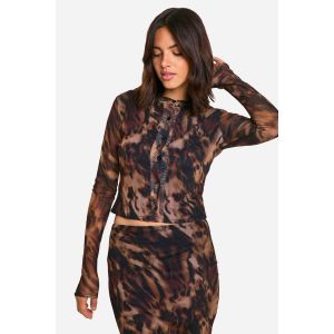 Cardigan En Résille À Motif Léopard - Leopard - 34, Leopard