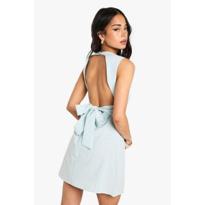boohoo Femmes Robe Shift a Detail de Lien en Vichy | Bleu | Taille: 46