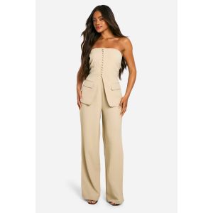 Combinaison Tailleur Bandeau À Jambes Larges - Gris Pierre - 42, Gris Pierre