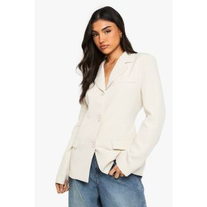 Blazer Sur Mesure Boutonné - Blanc Écru - 36, Blanc Écru