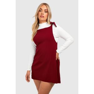 Robe Tablier Grande Taille Avec Détails De Bretelles Nouées - Rouge Lie De Vin - 56, Rouge Lie De Vin