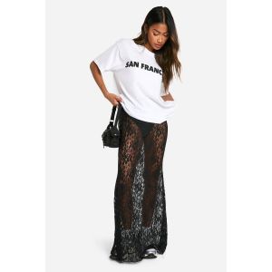 Jupe Colonne Maxi En Dentelle - Noir - 36, Noir