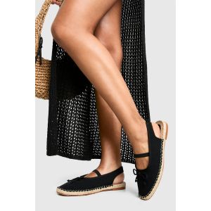Espadrille Ballerines À Bride Arrière Avec Détail Nœud - Noir - 37, Noir