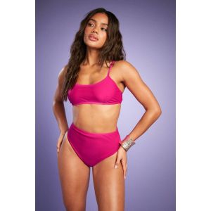 Mix & Match Culotte Bikini Taille Haute - Rose Fuchsia - 34, Rose Fuchsia