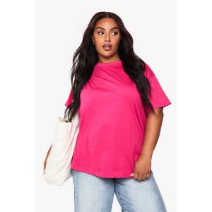 Boohoo Basics "Plus" T-Shirt Basique En Coton À Col Rond Super Oversize - Rose - 48, Rose