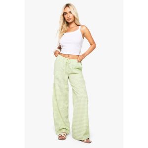 Pantalon Droit En Vichy - Vert - 36, Vert