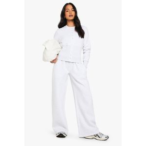 Deep Hem Popper Bomber Sweatshirt Tracksuit - Gris - Xl, Gris