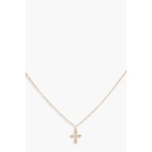 Collier Ras-Du-Cou Délicat Avec Croix - Jaune Or - One Size, Jaune Or