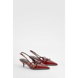 Chaussures De Ville À Large Ajustement, Stiletto Bas Avec Boucle - Rouge Cerise - 37, Rouge Cerise