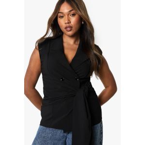 "Plus" Bengaline Blazer À Nouer À La Taille - Noir - 56, Noir