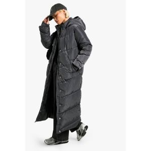 Doudoune Maxi Longue À Capuche - Gris Foncé - 36, Gris Foncé