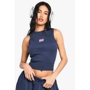Débardeur En Côtes Brodé Du Drapeau Américain - Bleu Foncè - 42, Bleu Foncè