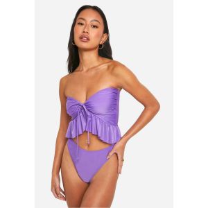 Frill Longline Ensemble Bikini Bandeau Hipster - Mauve - 34, Mauve