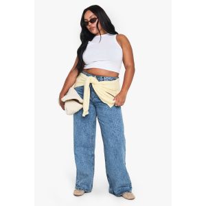 Jean Sculptant Pour Fesses, Taille Haute Grande Taille, À Jambes Larges - Bleu - 52, Bleu