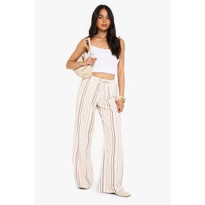 Pantalon Droit En Tissu Tissé Imprimé À Rayures - Gris Pierre - 36, Gris Pierre