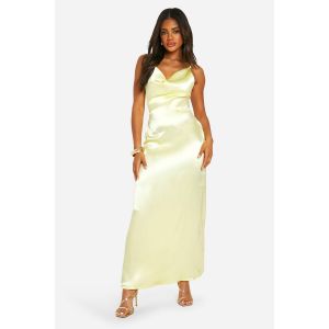 Robe Longue Satinée À Col Bénitier - Citron - 44, Citron