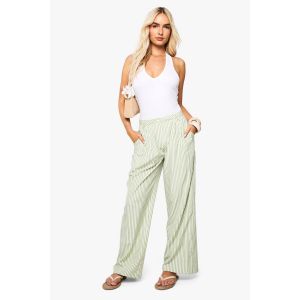 Pantalon À Rayures À Jambes Larges - Vert - 44, Vert