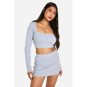 Jupe Mini En Côte À Effet Déchiré - Gris - 44, Gris