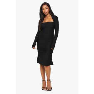 Mini Robe Boléro À Fronces - Noir - 42, Noir