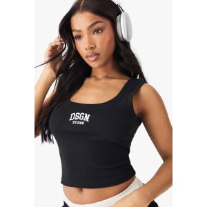 Dsgn Studio Collegiate Débardeur Côtelé Brodé - Noir - 48, Noir