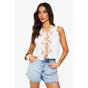 Petit Gilet Floral À Nouer - Blanc - 34, Blanc