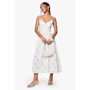 Robe Laitière Ditsy Floral En Bengaline Voluminouse - Blanc Ivoire - 44, Blanc Ivoire