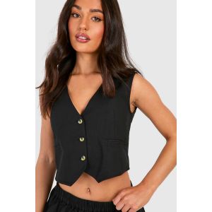 Gilet Look Lin Pour "Petite"s Tailles - Noir - 34, Noir