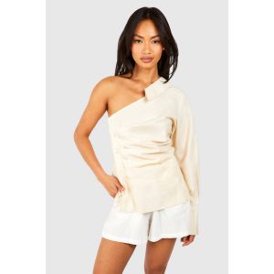 Chemise Asymétrique En Popeline De Coton - Gris Pierre - 38, Gris Pierre