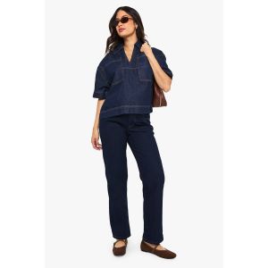 Mom Jeans Maternité Avec Ventre Arrondi - Bleu Indigo - 36, Bleu Indigo