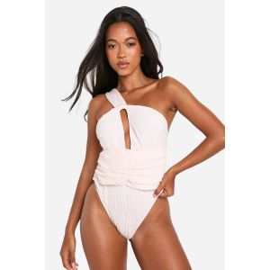Maillot De Bain Texturé À Une Épaule Avec Découpe - Blanc Ivoire - 36, Blanc Ivoire