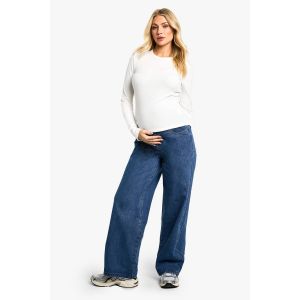 Jeans De Maternité À Jambes Larges, Portés Au-Dessus Du Ventre - Bleu - 36, Bleu