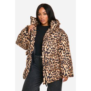 "Plus" Veste Doudoune Surdimensionnée À Imprimé Léopard - Leopard - 54, Leopard